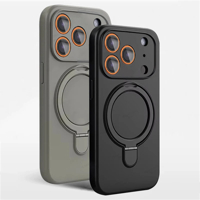 Funda de teléfono de silicona magnética para iPhone 17 16 15 14 13 11 12 Pro Max Air Kickstand Ring Holder Cover para iPhone 14 15 16 Plus