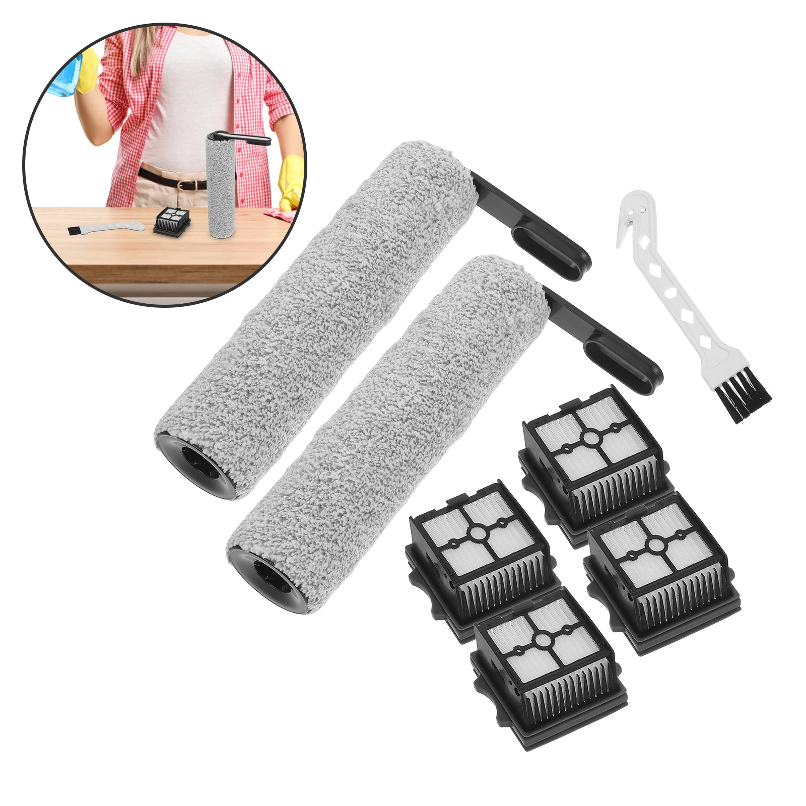 

Floor Washing Machine Accessories Replacement Brush Filter Kit Plastic Roller Scrubber Enhanced Durability Universal