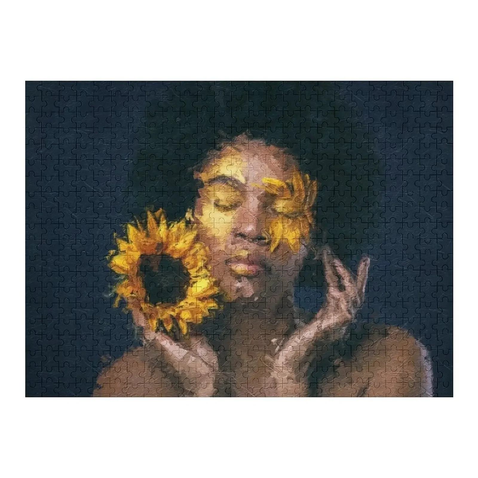 

African art, natural black woman flower painting Jigsaw Puzzle Wooden Jigsaws For Adults Custom Child Gift Puzzle