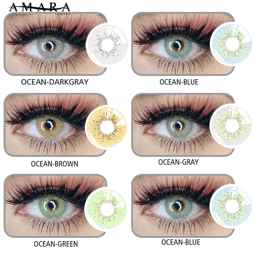AMARA Natural Color Contact Lenses for Eyes OceanSeries Soft Contacted Lens Color Eye Lenses Beauty Cosplay Eyes Cosmetics(2pcs)
