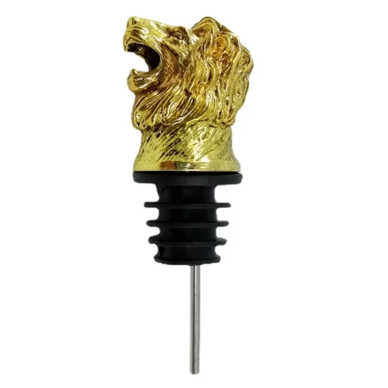 Creative Zinc Alloy Lion\'s Head Pour Spouts Vodka Red Wine Whiskey Wine Mouth Fresh Bottle Stopper Gift Decoration