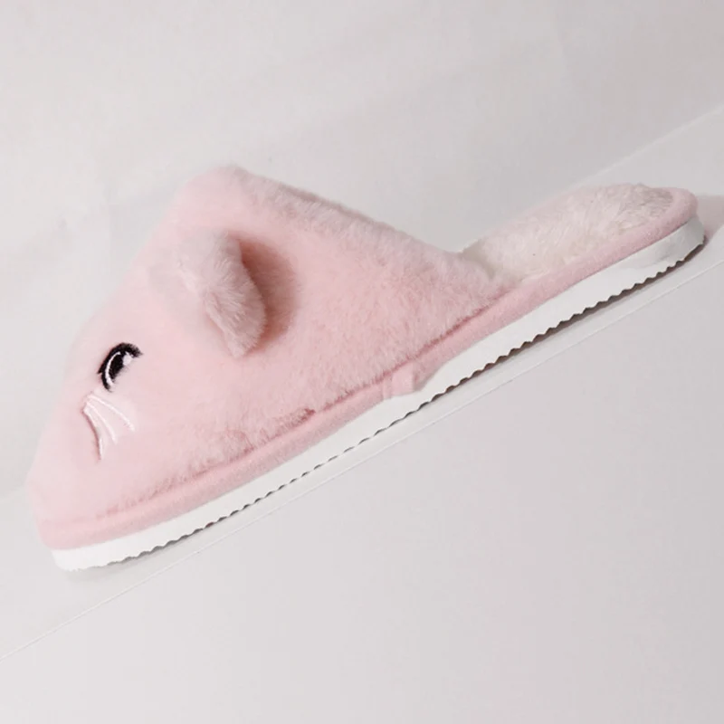 لطيف الكرتون القط نعال من القطن النساء 2025 الشتاء عدم الانزلاق مغلق تو النعال المنزل امرأة الدافئة أفخم كعب مسطح الطابق الأحذية