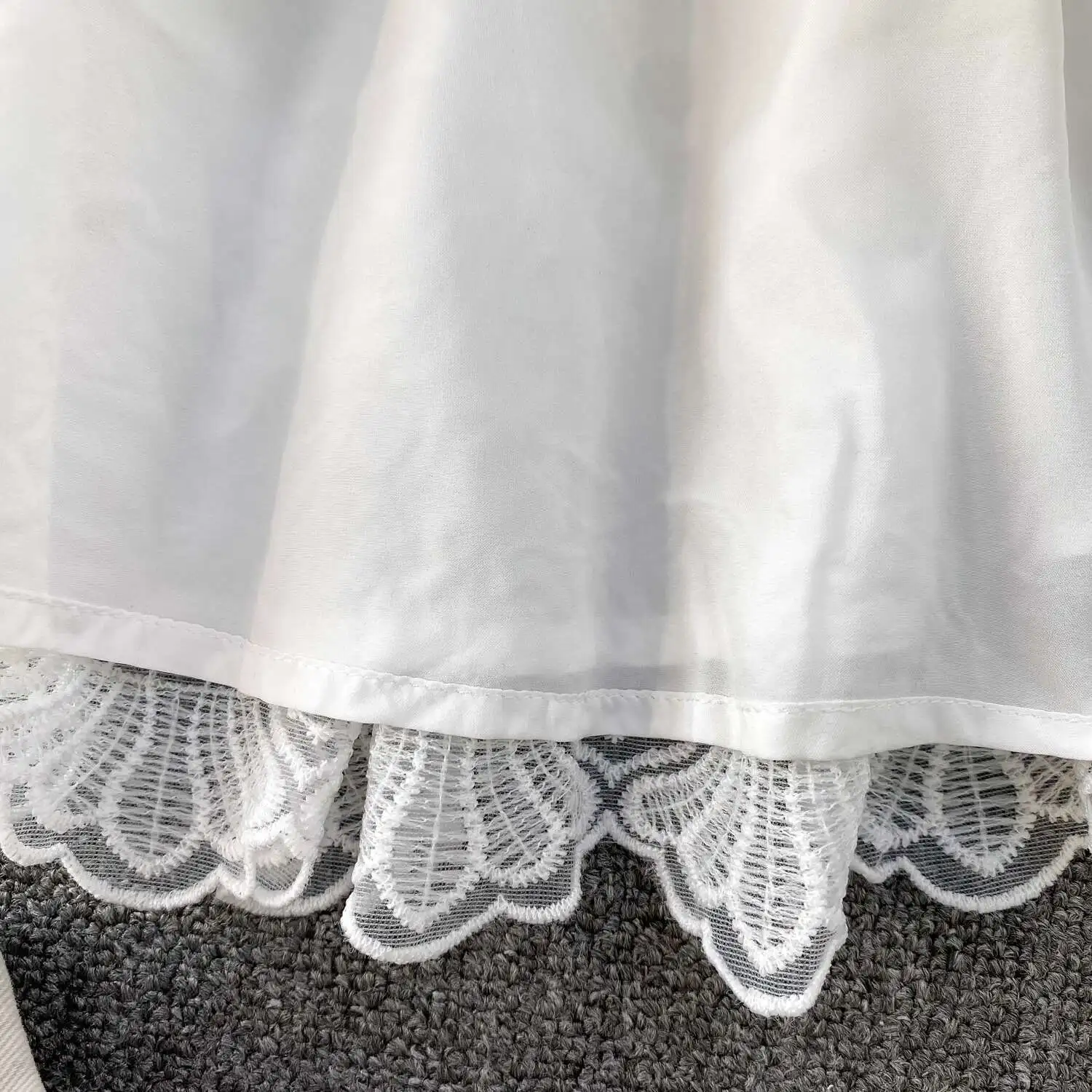 เย็บปักถักร้อยชุดสั้นผู้หญิงฤดูร้อนเดี่ยวเกาหลีสไตล์แขนฟองชุดเจ้าหญิงหวานพรรค Vestidos