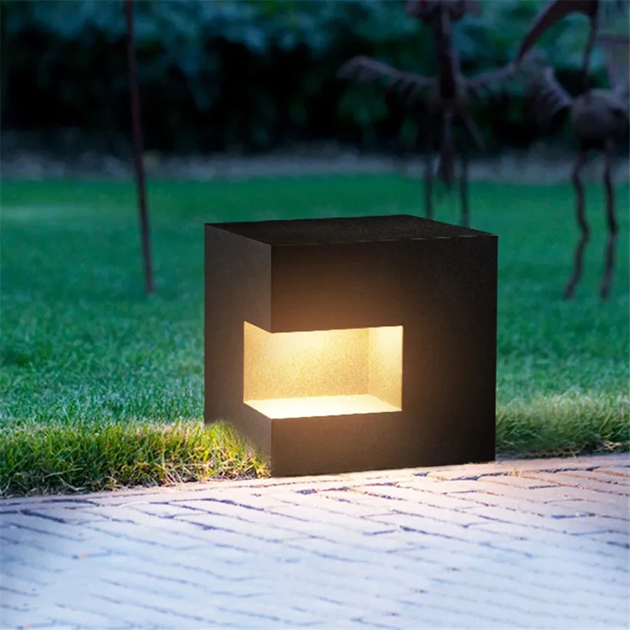 Thrisdar-Luz LED de aluminio para puerta, luz de pilar para jardín al aire libre, camino de paisaje, césped, Villa, patio, columna, poste