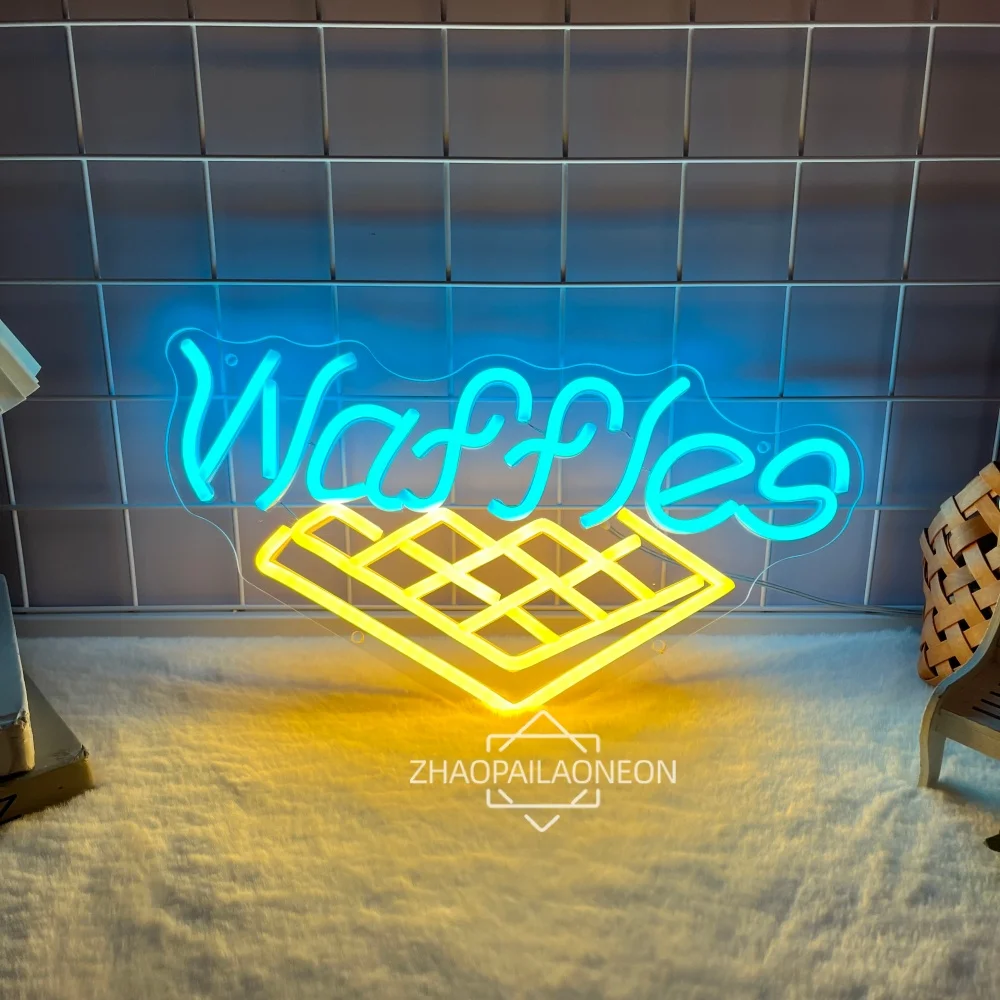 

Waffle Neon Sign Led Light Waffle Led Letters Room Decor Bakery Restaurant Coffe Store Wall Decoration Neon Led Sign