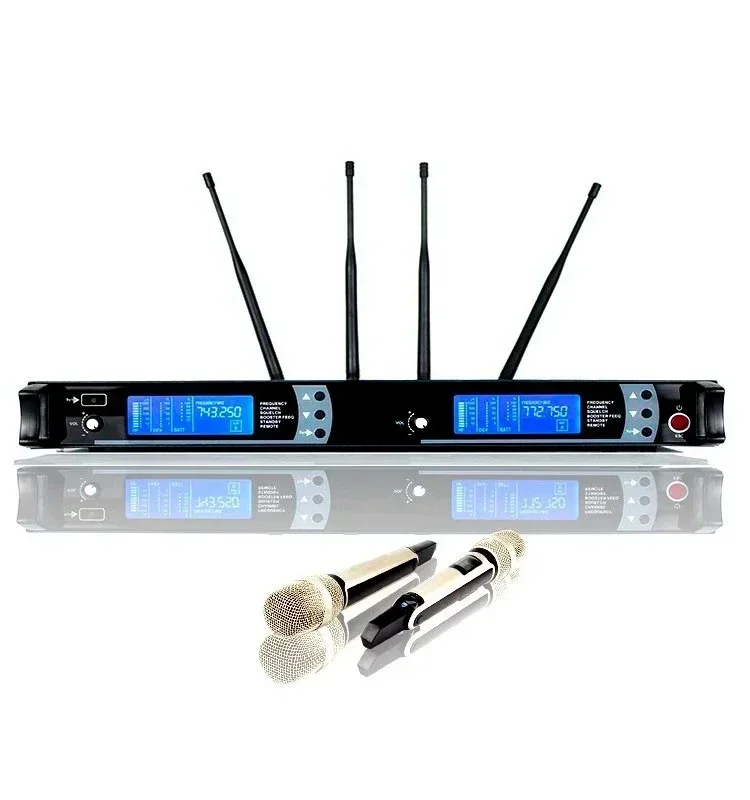 

professional High quality wireless set with 2 pcs UHF Microphone 4 Antenna