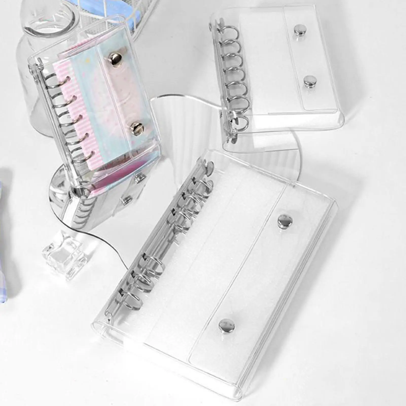 A6 A7 شفاف 6 حلقة الموثق غطاء واضح بولي كلوريد الفينيل دفتر إغلاق الموثق غطاء مجلد أوراق فضفاضة لصفحات مخطط حلقة ملزمة