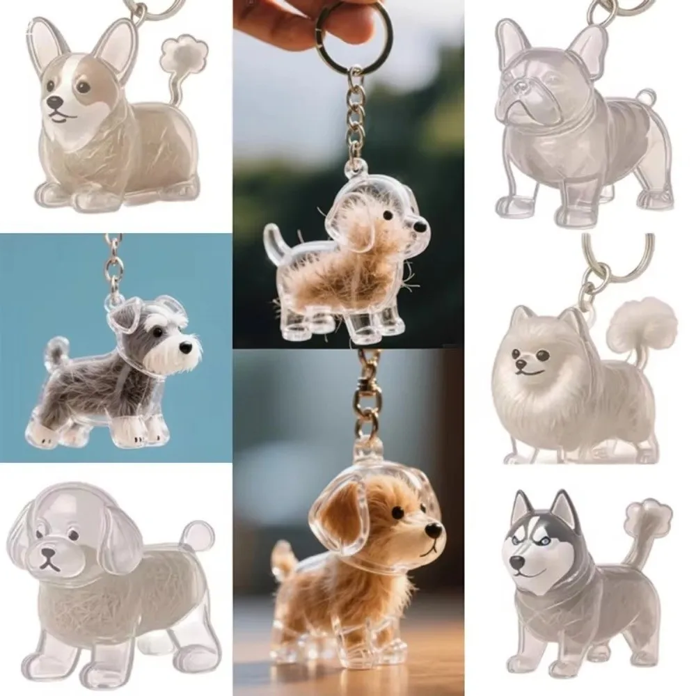 Transparent Dog Fur Storage Pendant Fur Storage Capsule Handmade Design Dog Shape Keychain DIY Accessories