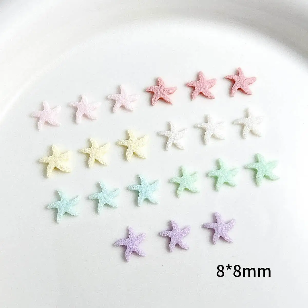 Mini macarrón mixto, estrella de mar de colores, decoración artística de uñas, resina 3D luminosa, estrella de mar simulada, suministros de colgantes para manualidades DIY