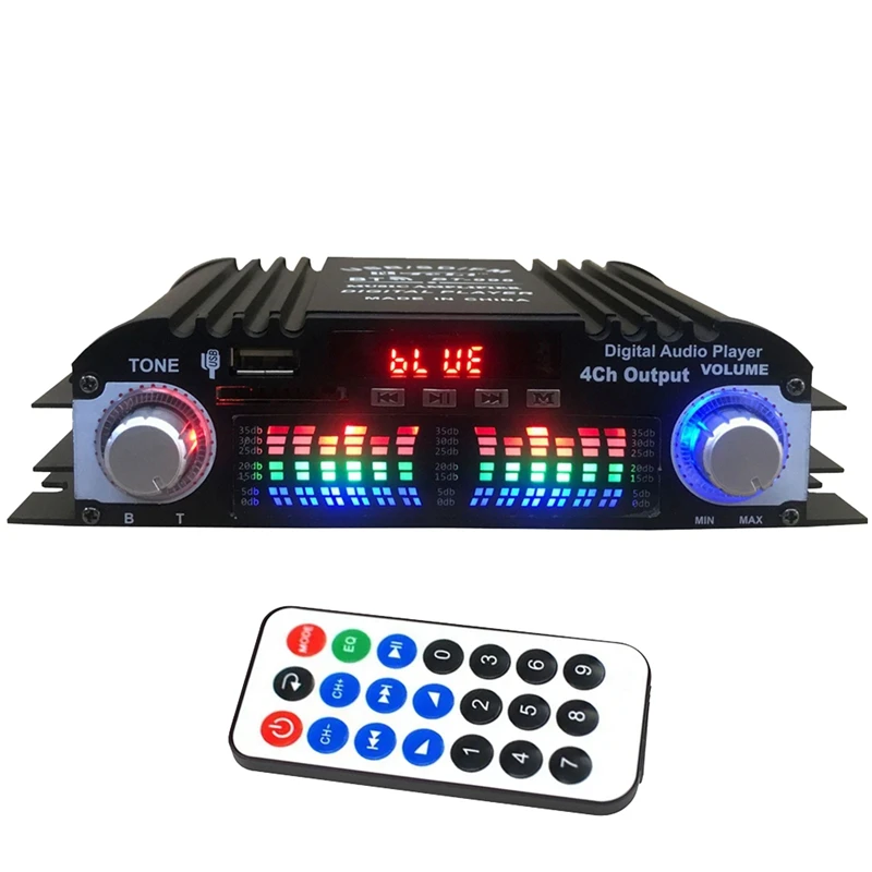 

Bluetooth 5.0 HIFI Audio Amplifier 4-Channel Digital Sound Amp For Home Audio Systems, Car, Karaoke Supports USB SD AUX