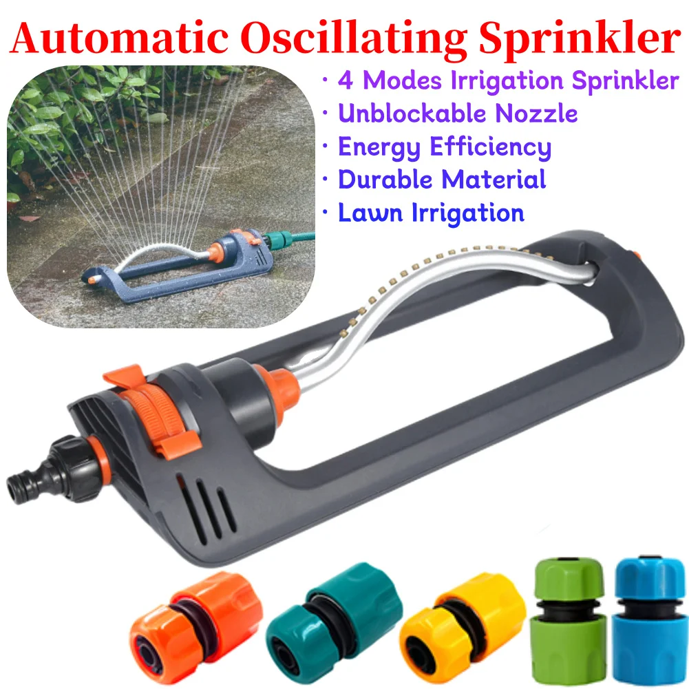 

Irrigation Sprinkler 4 Modes Oscillating Garden Sprinkler Rustproof with 1/2in Connector for Cooling Lawn/Agriculture Irrigation