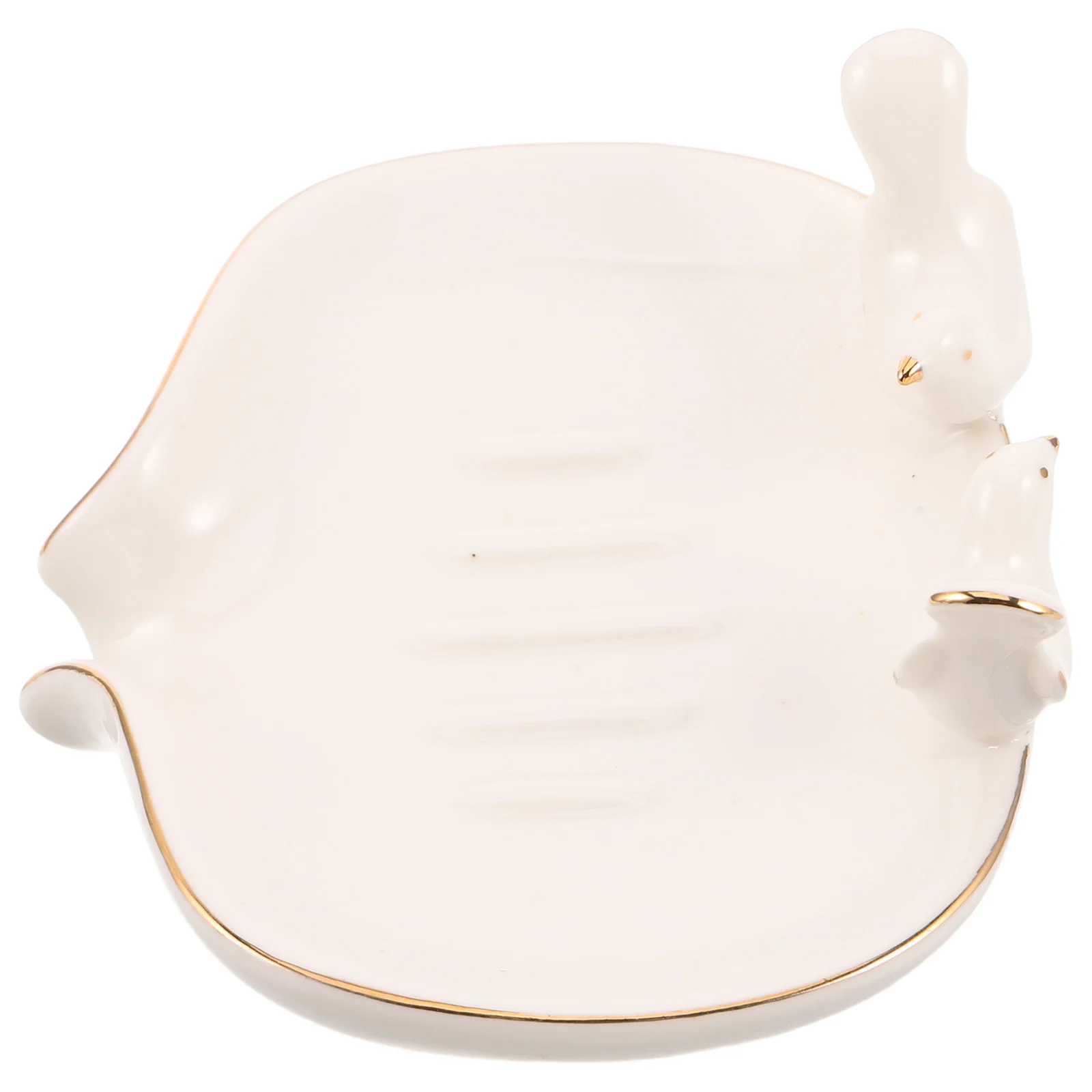 

White Ceramic Soap Dish Handcrafted Bathroom Accessory Elegant Design Porcelain Storage Organizer for Home Decor