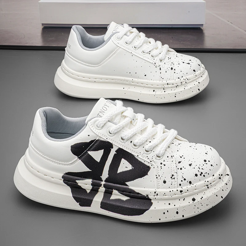 

Белые удобные легкие туфли на толстой подошве, весна 202, мужская повседневная обувь, однотонные дышащие нескользящие мужские кроссовки