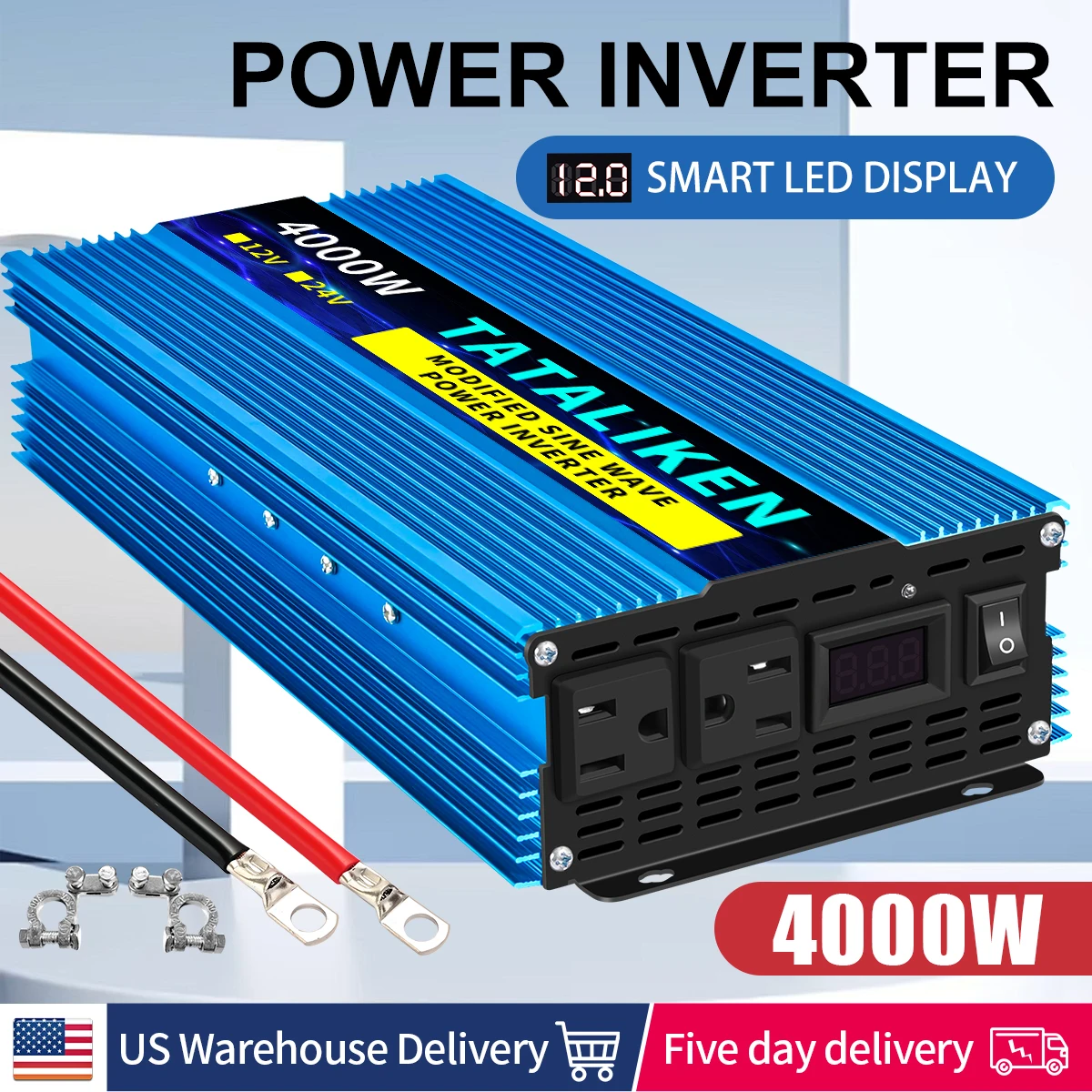 Modified sine wave inverter 600-4000W Portable Vehicle inverter 110V60HZ with digital display solar inverter