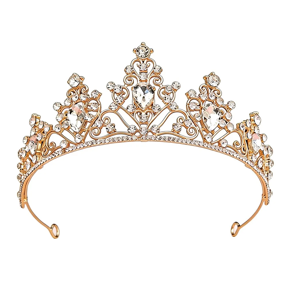 Fashion Metal Crystal Bridal Tiara Luxury Elegant Colorful Wedding Hair Tiara Light Luxury Hair Headdress Prom Party