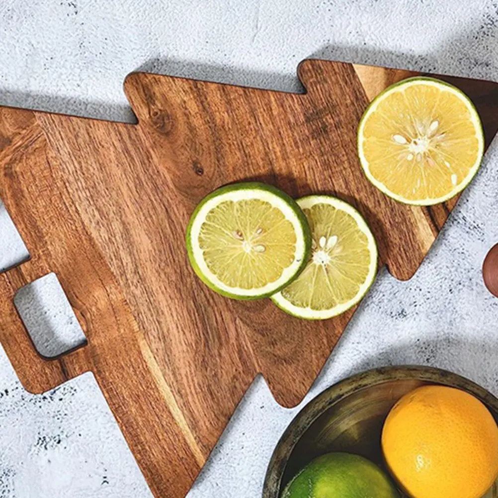 

Creative Christmas Tree Shaped Wooden Cutting Board for Home Kitchen Use Bread Cheese Dessert Display Plate Wood Kitchen
