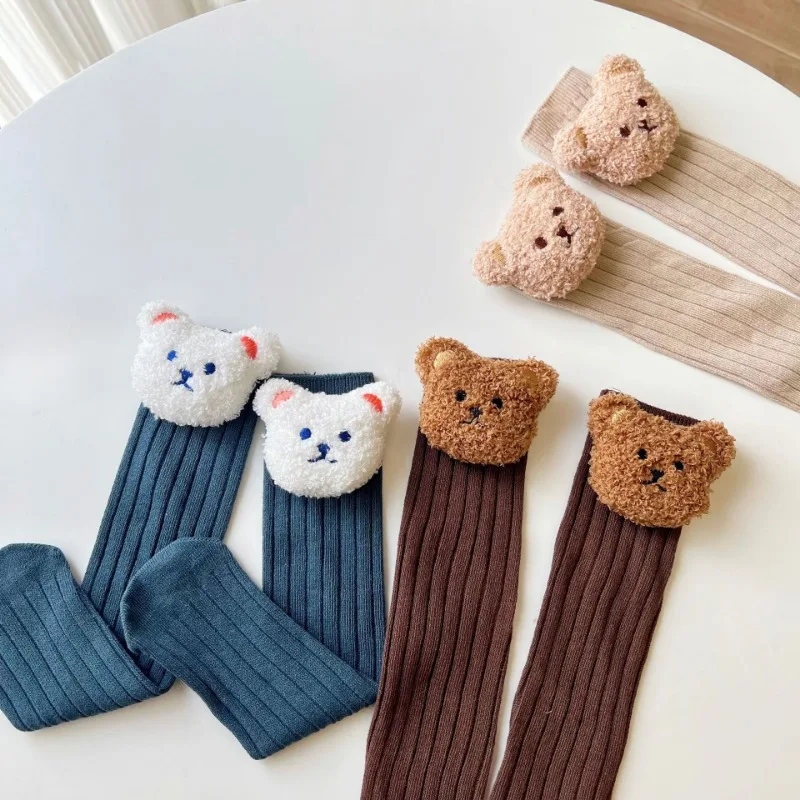 New Baby Socks Kids Toddler Boys Knee High Long Soft Cotton Cute Bear Children Socks Baby Girl Socks Years Winter Clothes Носки