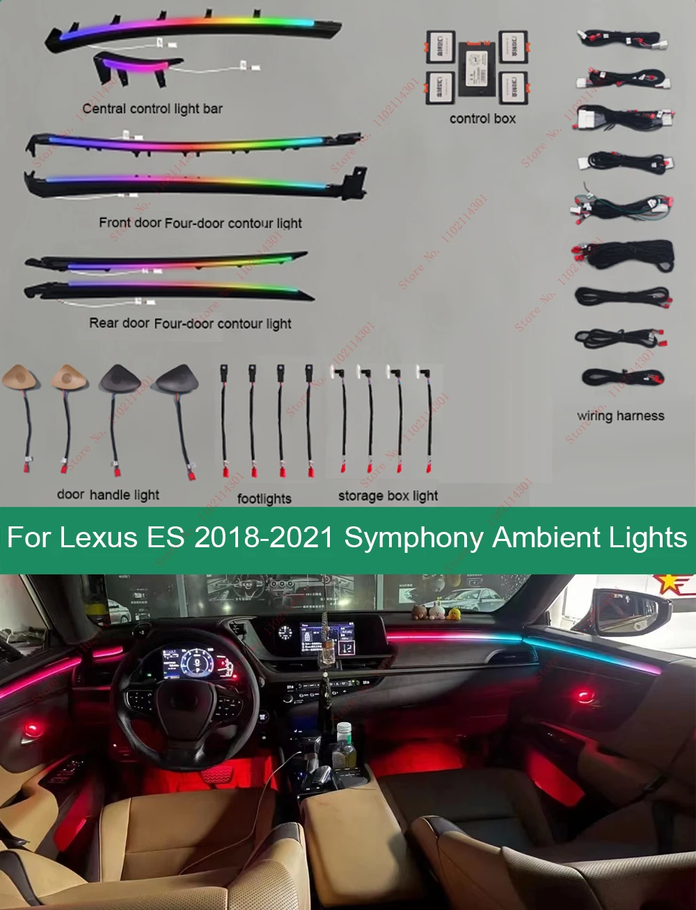 64 Colors Symphony Ambient Light Lamp For Lexus ES RX NX 2016-2022  RGB Advanced Atmosphere Light Interior decoration lights