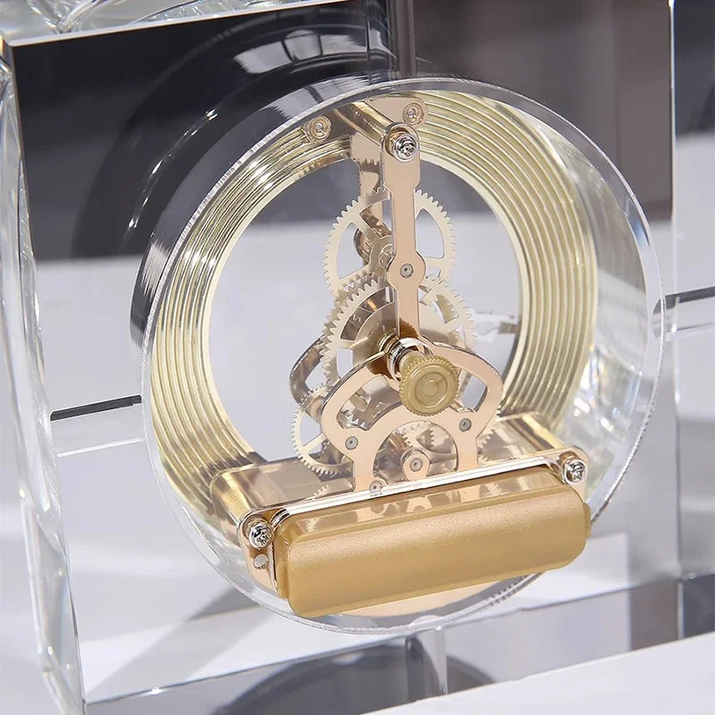 Nordic Crystal Table Clock Luxury Gear Design Modern Silent Desk Clock Gold Elegant Home Decor for Living Room Premium Desk