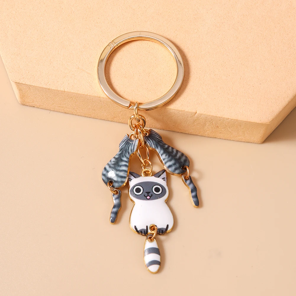 Aihua Niedlicher Emaille-Cartoon-Welpen-Katzen-Schlüsselanhänger für Frauen und Mädchen, Schlüsselringe, Handtaschenanhänger, Geburtstagsgeschenk, Schmuck. – Detail 6