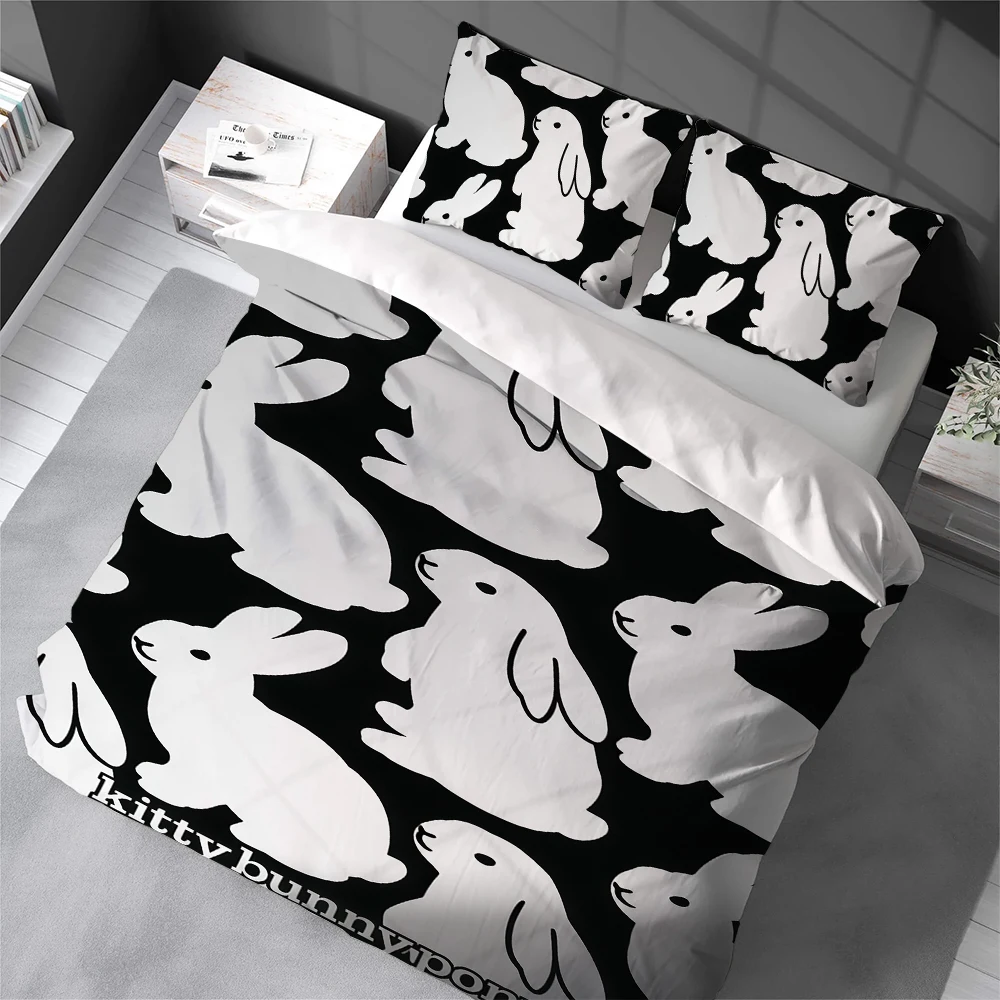 

Комплект постельного белья Kawaii Kitty Bunny Pony: Мягкий хлопковый комплект из 3 предметов для дома и общежития, подарок для студентов