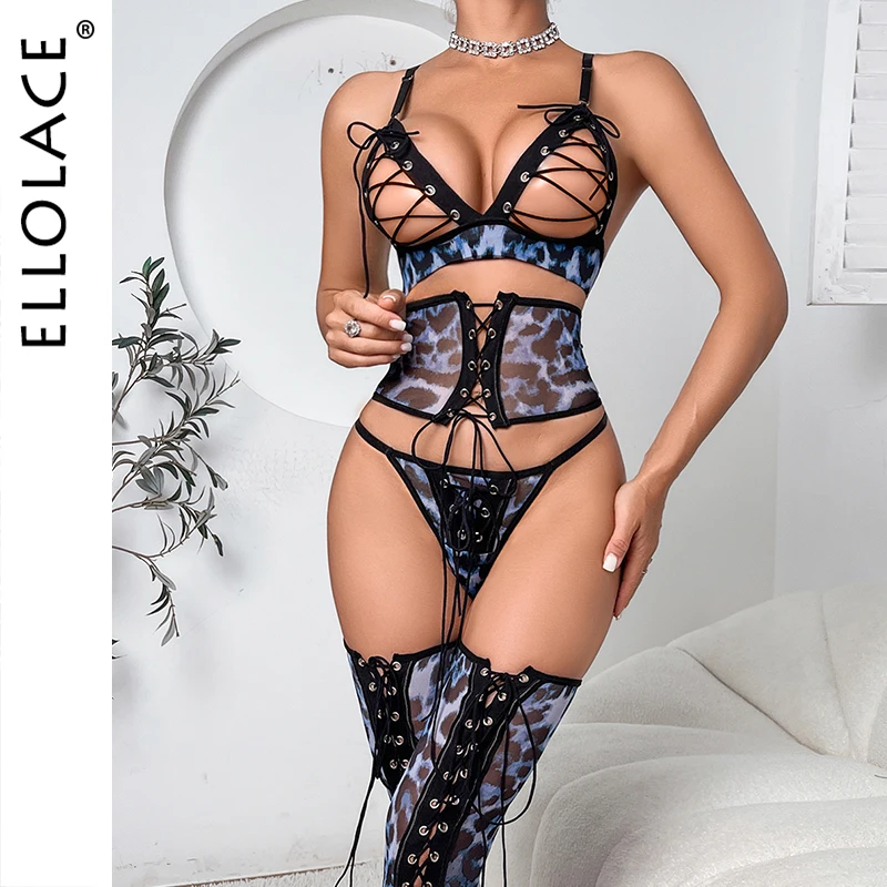 Ellolace Erotic Porn Leopard Lingerie Threads Perforated Underwear Women Fetish Naked Sissy Excited Sexy Hot Costume Uncensored