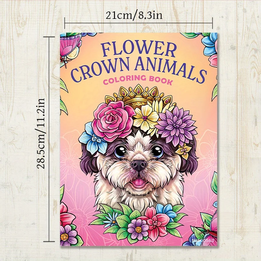 Flower Crown Animals Coloring Book - 8.3×11.2 Inches, 22 Pages. Floral - crowned Pet Art to Spark Creativity