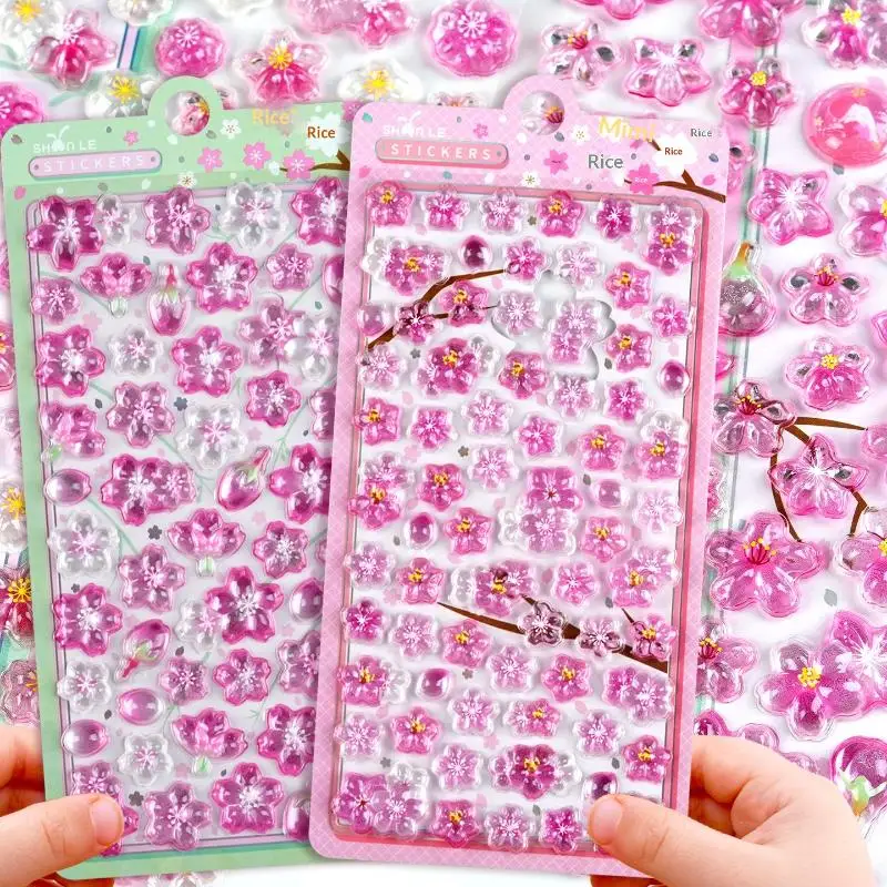 

Стильные 3D-наклейки с цветами вишни, романтичные, модные, рельефные, для скрапбукинга, блокнотов, канцелярских товаров, декоративные наклейки