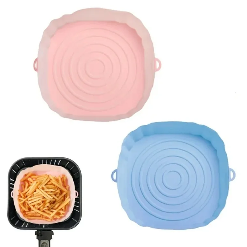 Silicone Air Fryer Pan Basket Reusable Airfryer Tray Oven Baking Silicone Liner Pot Mold for Pizza Fried Chicken BBQ Baking