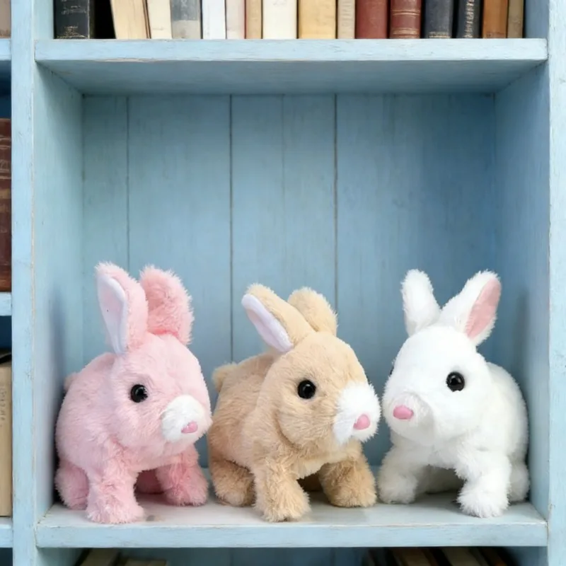 플러시 전자 토끼 장난감 로봇 토끼 애완동물 걷기 점프 달리기 귀 흔들기 귀여운 전자 동물 어린이 생일 크리스마스 선물