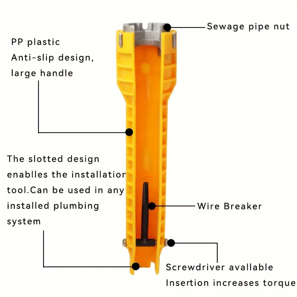 JCD-llave de tubo antideslizante 5 en 1, removedor de tuercas para reparación de fregadero, montaje de grifo de baño, herramienta manual de instalación de plomería