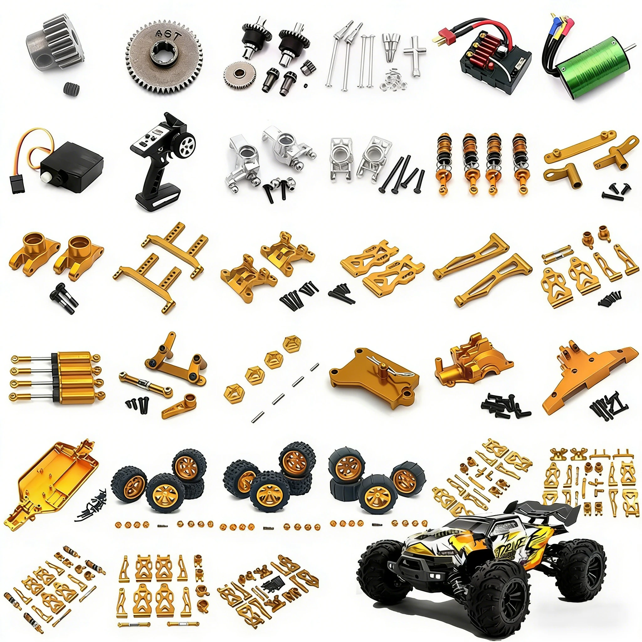 

1:16 Gold Upgraded Metal 4WD RC Car Original Spare Parts Compatible with 6312 6320 - Remote Control Vehicle for Adults