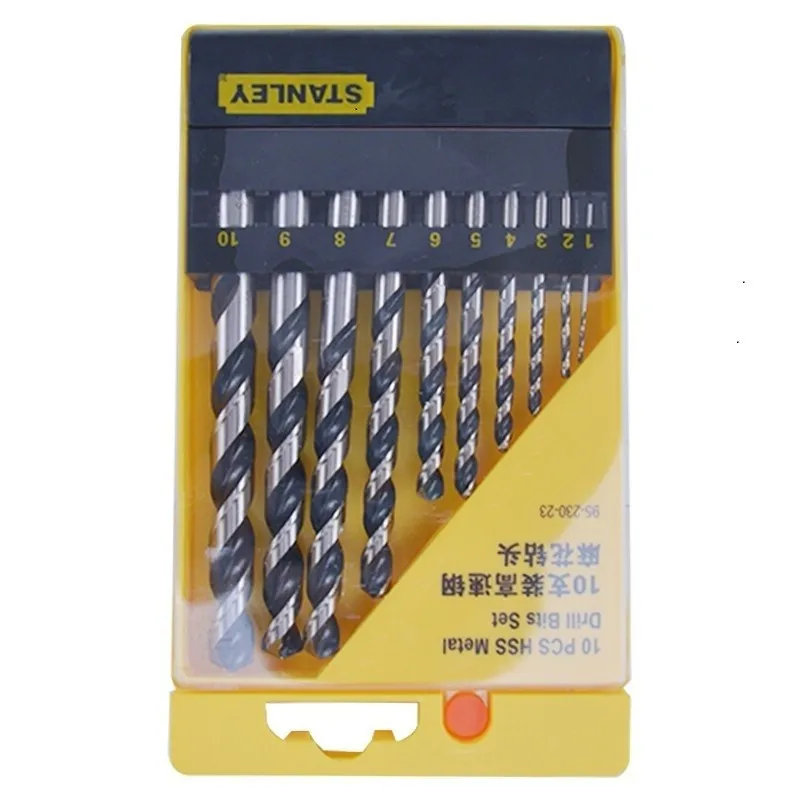 Stanley 95-230-23 Fried Dough Twists Drill Set Round Handle High Hardness Steel Plate Drilling Bit 10pcs