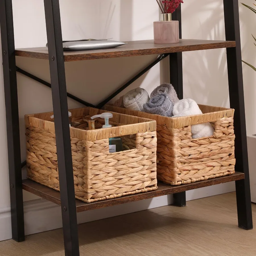 

Xemussa 1piece hand woven natural water hyacinth rectangular storage basket with inner handle wicker basket storage basket