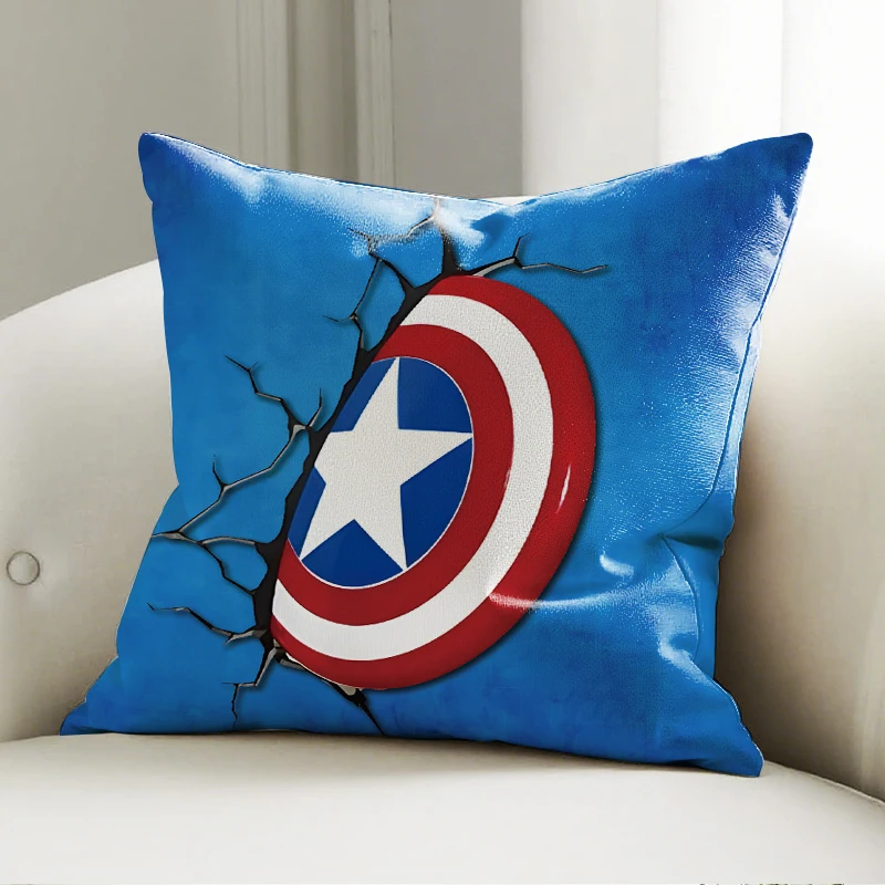 

Marvel Captain America Shield Pillow Cover Cracked Wall Pattern Decorative Cushion Sofa Bedroom Superhero Gift