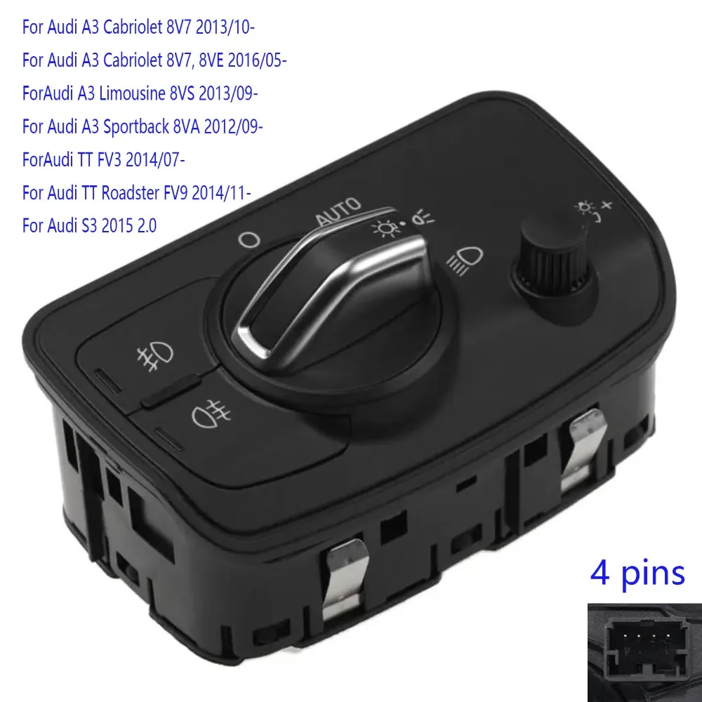 

Styling Headlight Control Switch Knob Head Lamp Button for Audi A3 Cabriolet Sportback TT S3 8V 8V0 941 531 AE Car Accessories