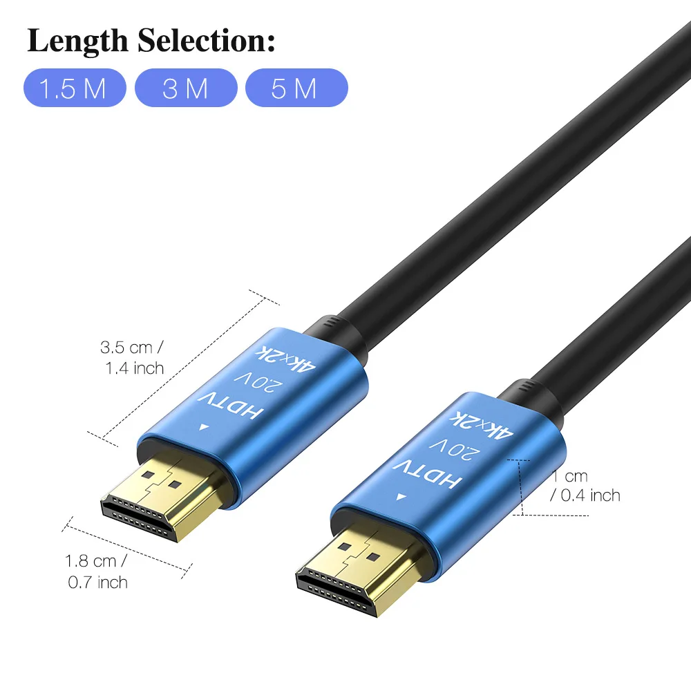 Kabel kompatybilny z HDMI przewód 2.0 4K 60Hz do Xiaomi Xbox PS5 PS4 Splitter cyfrowy przewód kablowy kompatybilny z HDMI 1.5m 10m 20m