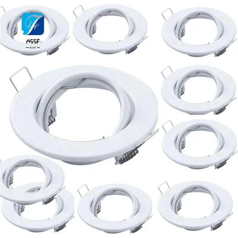 A55F-10 Pcs Round GU10 Recessed Downlight Replacement Kit MR16 Fitting Mounting Ceiling Spot Lights Frame Lamp Socket Holder