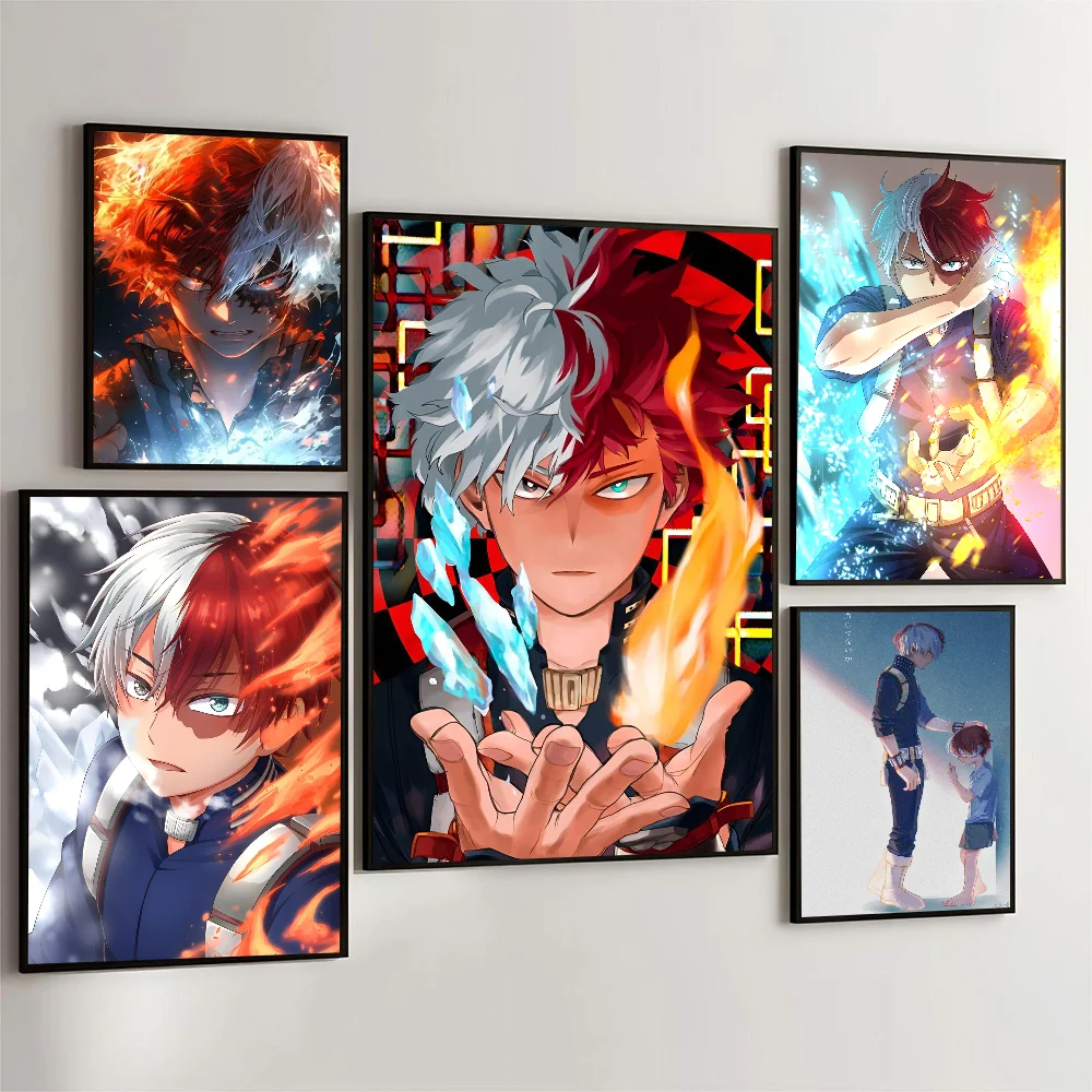 Hero Academia Todoroki Shouto Classic Movie Poster Self-adhesive Art Waterproof Paper Sticker Coffee House Bar Room Wall Decor