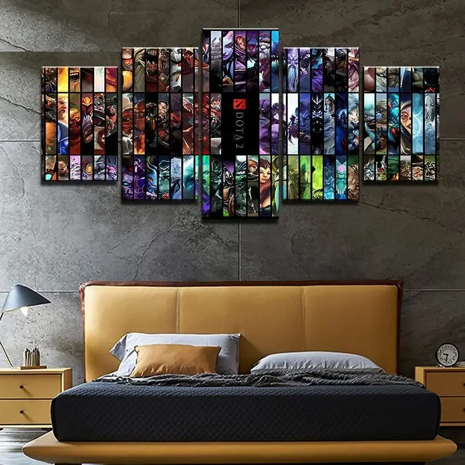 Video Game Dota 2 Character 5Pcs Wall Art Canvas HD Posters Painting for Living Room Bedroom Home Decor Pictures Decorations