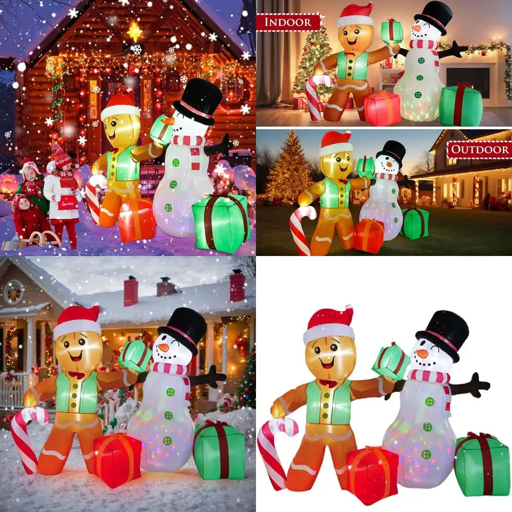 

Гигантские 6-футовые пряники и снеговики, уличные рождественские надувные игрушки со светодиодной подсветкой для праздничного декора двора
