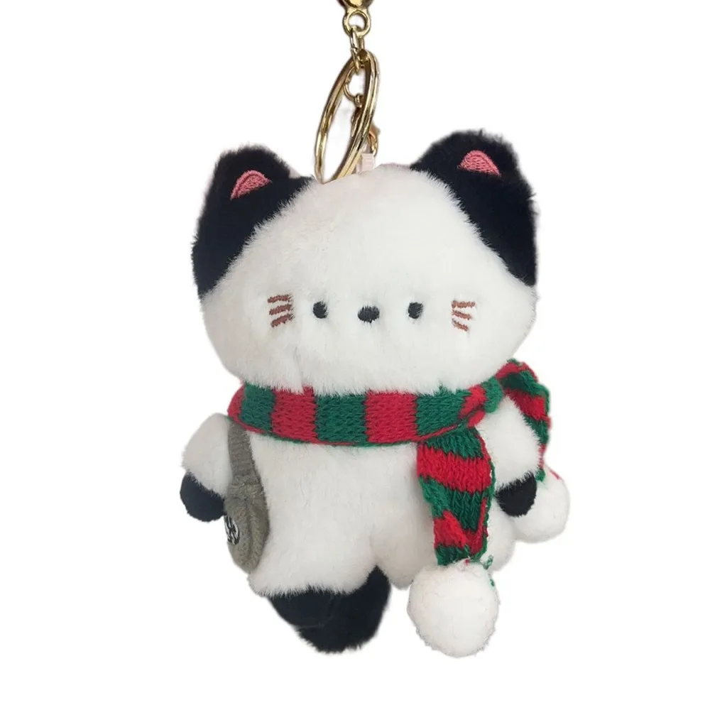 

Delicate Travel Kitten Plush Cat Bag Pendant Bell Scarf Cat Plush Keyring Cute Cartoon Plush Cat Doll Keychain Christmas Gift