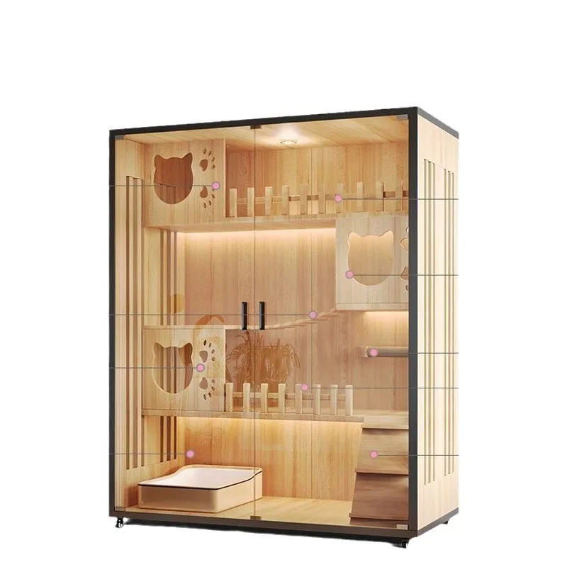 High Quality Multi-Layer Multi-Functional Stable Large Space with Door Cat Villa Pet Cabinet Wooden Cage House Nest Use