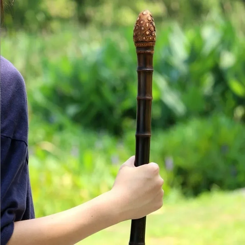 Natural Purple Bamboo Carving Walking Sticks Old Man Mountain Climbing Outdoors Camping Professional Accessories Outdoor Sports