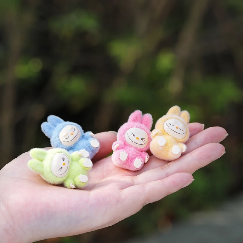 Cartoon 5cm Labubu Sit-Down Series Mini Flocking Exquisite Cute Doll Gift Diy Pendant Accessories Decoration Kawaii Toys Gift