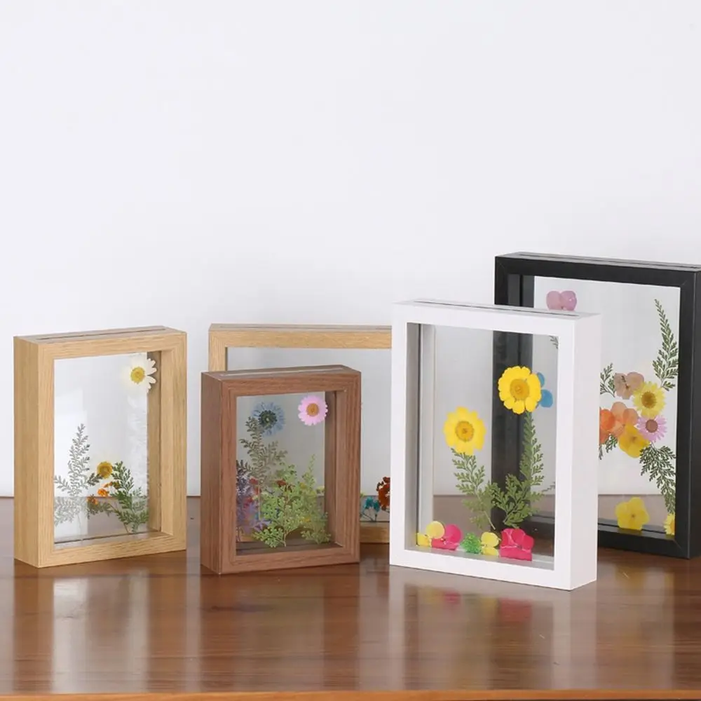 Wooden Glass Leaf Specimen Frame Transparent Double-sided Photo Display Frame Thicked Paper-cut Picture Frame Home Decoration