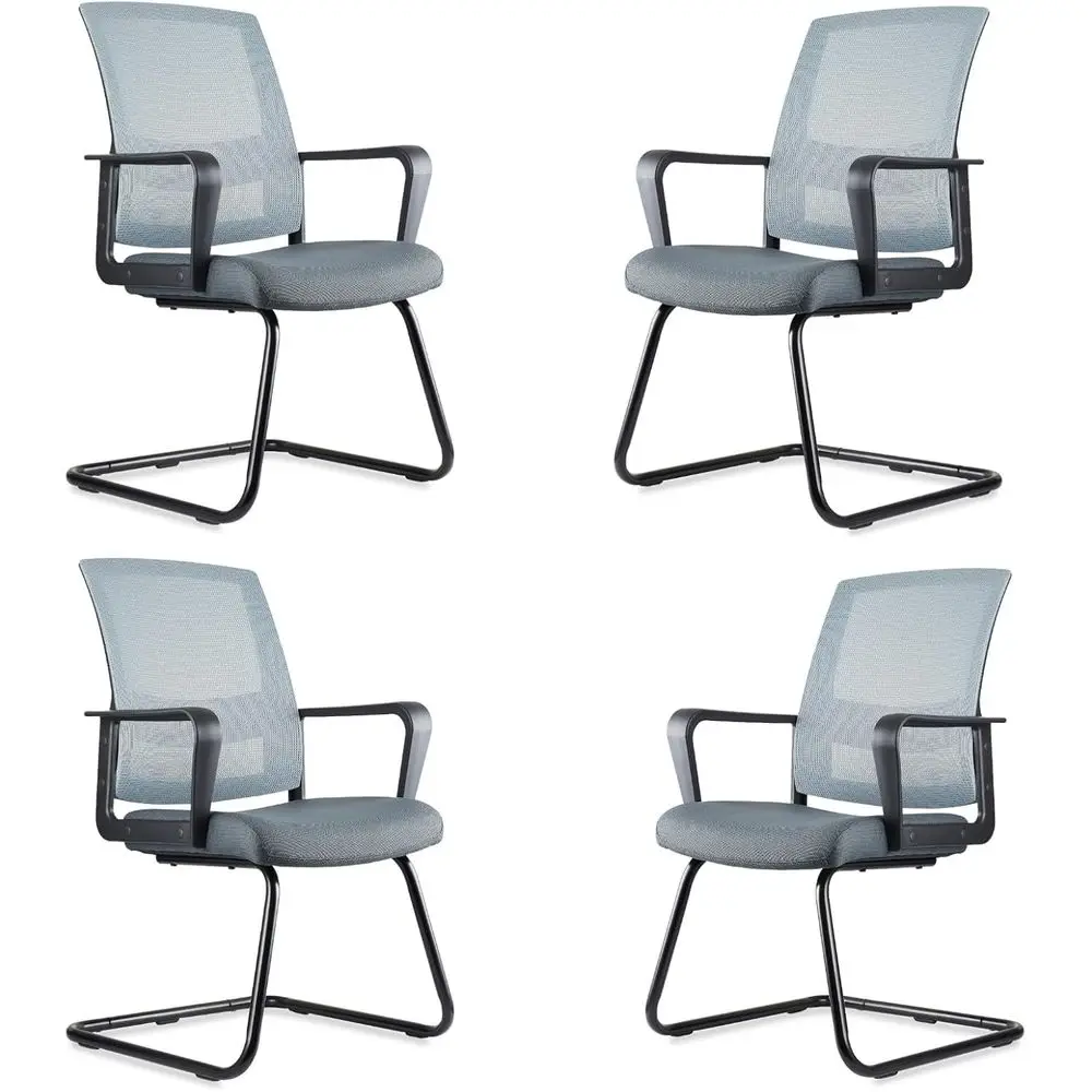 

Adjustable Lumbar Support Mesh Back Sled Base Chair, No Wheels, Ideal for Conference & Study Rooms, Gray, 4-Pack