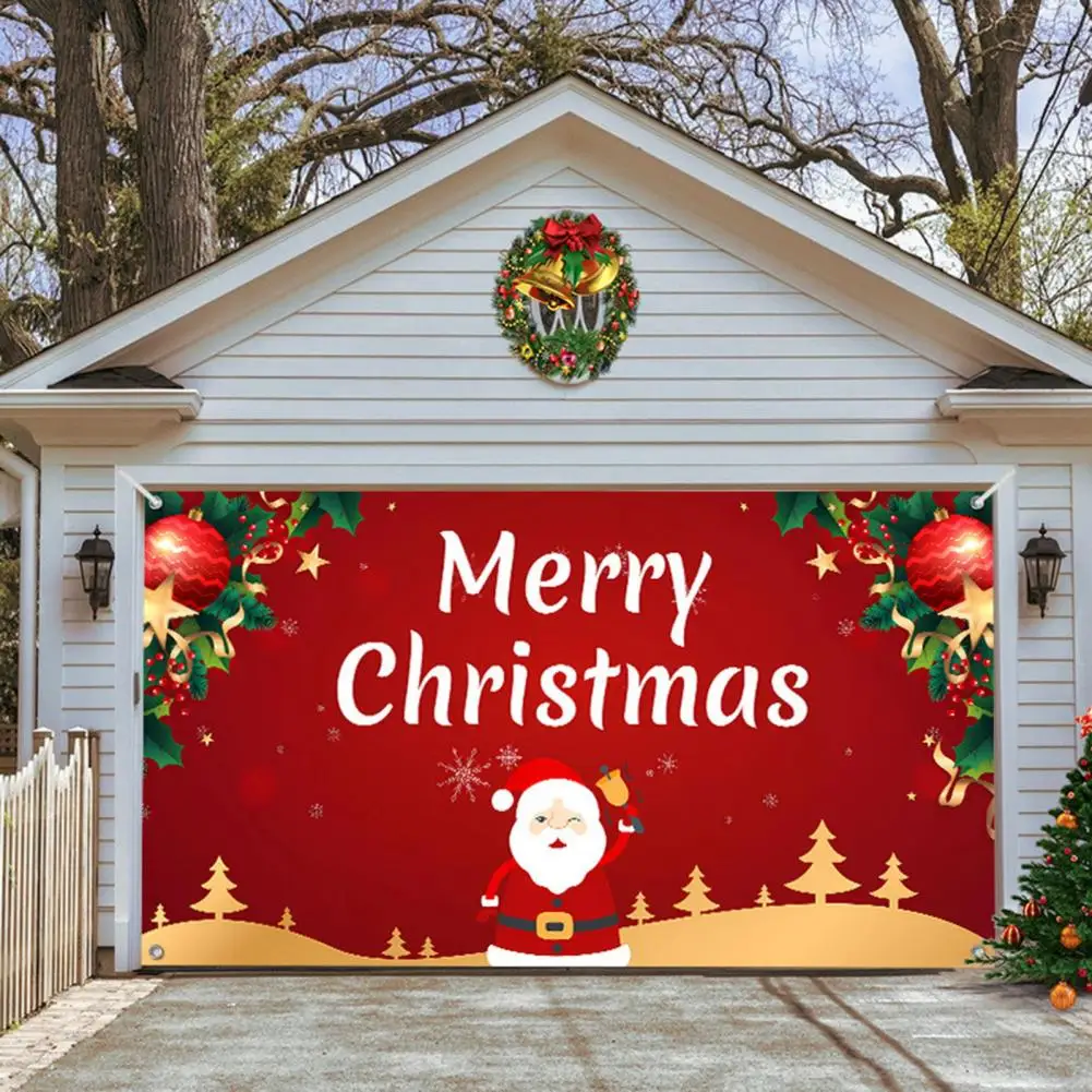 

Garage Arrangement Matching Backdrop Vacation Garage Door Cover Vibrant Christmas Style Tapestry Festive Ambience for Garage