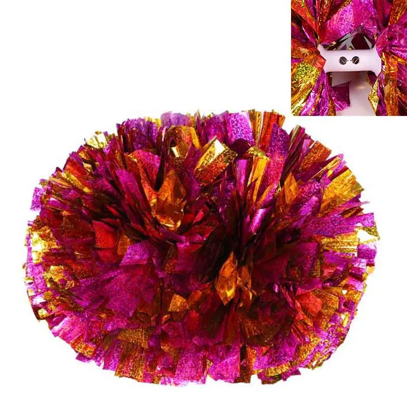 2pcs Gym Competition Cheering Ball Pompoms Girls Cheerleading Pom Poms Handle Style  Flower Dance Party Decorator