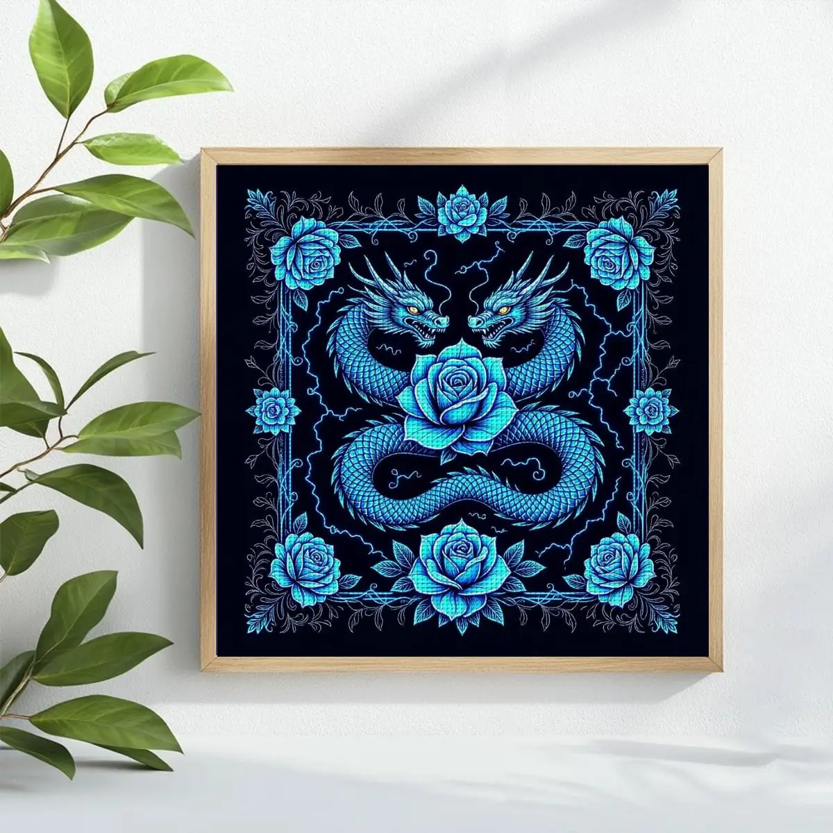 1 Stück 40X40CM/15,74 Zoll Drachen-Stickerei-Set DIY-Kit 11CT/14CT DIY-Stickerei-Set DIY-Kreuzstich-Set Wanddekoration – Detail 1